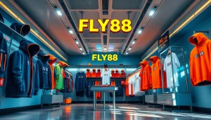 Unique aviation-inspired apparel at FLY88 store showcasing vibrant clothing and accessories.