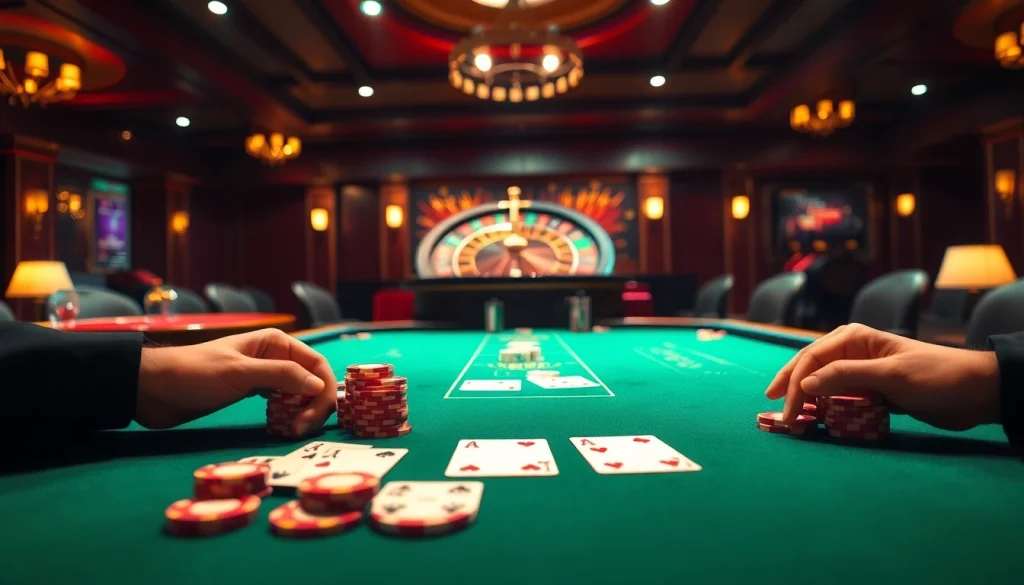 Engaging casino gameplay with high stakes at Trang chủ 789P featuring poker and roulette.