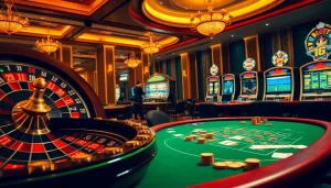 s88 nhà cái offers an exciting gambling atmosphere with roulette, poker tables, and vibrant slot machines.