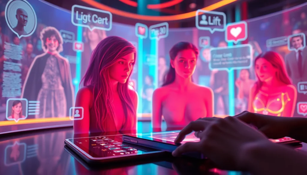 Immersive sex AI chat interface showcasing diverse characters and engaging digital interactions