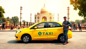 Agra Taxi service with a verified driver near the Taj Mahal, showcasing trust and convenience.