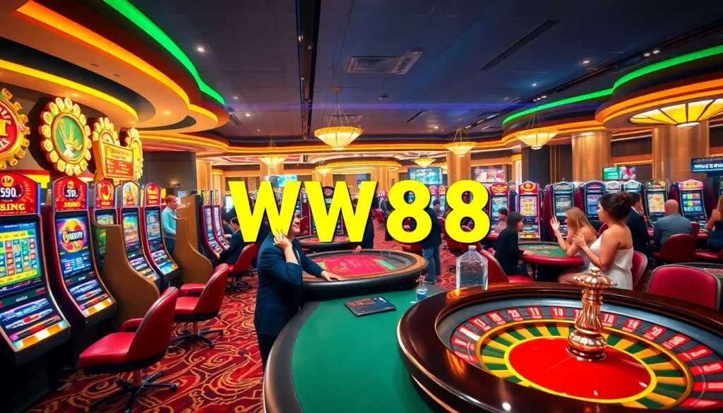 WW88 gaming experience showcasing vibrant casino atmosphere with exciting slot machines.