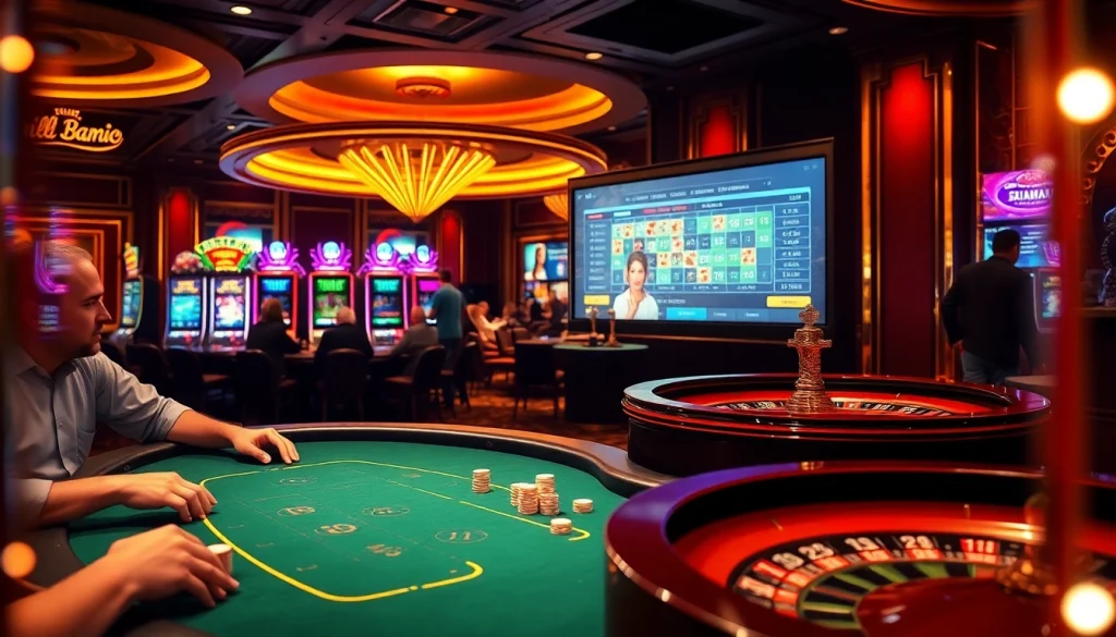 Experience the thrill of winning at s88a.io with a vibrant casino scene featuring poker, slots, and roulette.