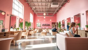 Stylish hair salon in San Diego offering complimentary services, showcasing modern design.