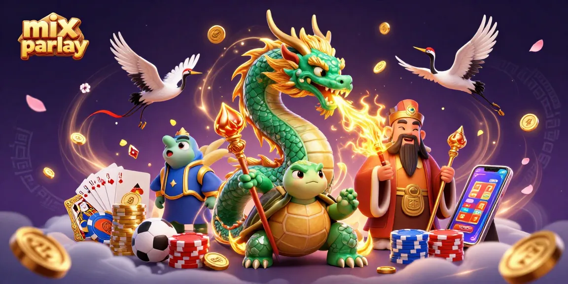Experience the excitement of mix parlay betting with vibrant sports and dragon-themed visuals