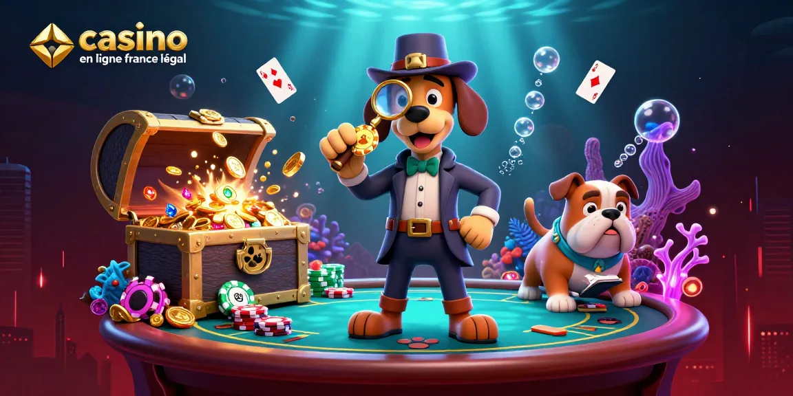 Examinez des indices au casino en ligne France légal avec ce détective cartoon sur un fond de paysages lumineux.