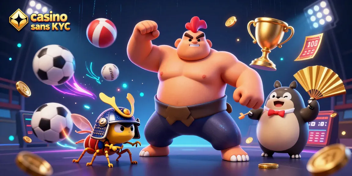 Profitez des jeux dans un casino crypto sans KYC tout en observant des personnages dynamiques.