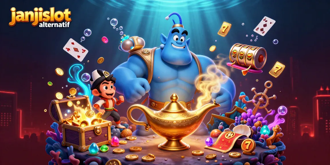 Engage with the thrilling janjislot alternatif scene featuring a genie, monkey, and magical elements.